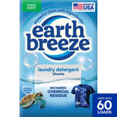 Earth Breeze Fresh Scent Laundry Detergent Sheets - 60 Loads: Hypoallergenic, Vegan, Concentrated, High Efficiency