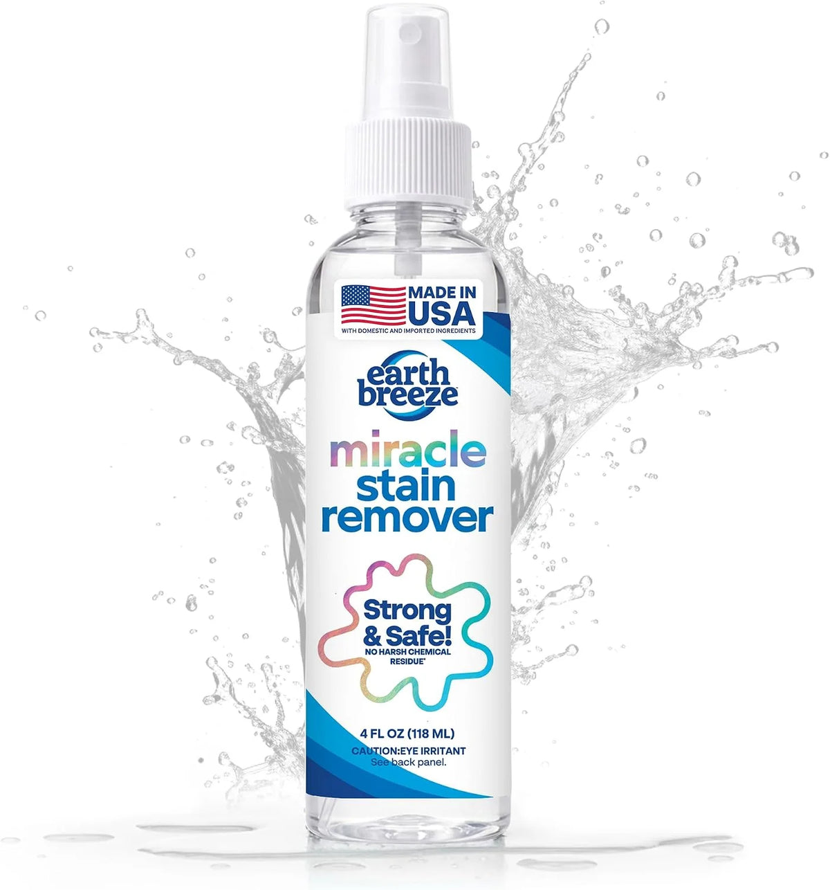 Earth Breeze Miracle Stain Remover Spray 4fl oz. | Powerful All-In-One Solution - Removes Virtually All Household Stains – No Harsh Chemicals