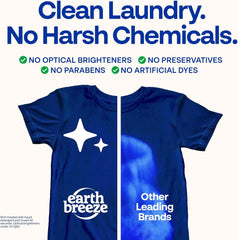 Earth Breeze Laundry Detergent Sheets Fresh Scent 60 Loads | Eco Liquidless Soap - Travel-Friendly for Hot & Cold Cycles, Tackles Tough Stains & Odors - Gentle on Skin