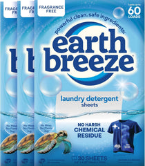 Earth Breeze Laundry Detergent Sheets Fragrance-Free 180 Loads | Eco Liquidless Soap - Travel-Friendly for Hot & Cold Cycles, Tackles Tough Stains & Odors