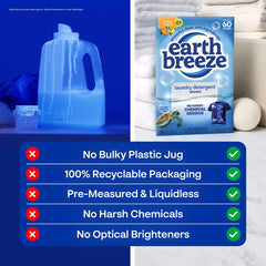 Earth Breeze Citrus Fresh Laundry Detergent Sheets - 60 loads: Hypoallergenic, Vegan, Concentrated, High Efficiency