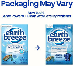 Earth Breeze Laundry Detergent Sheets Fragrance-Free 180 Loads | Eco Liquidless Soap - Travel-Friendly for Hot & Cold Cycles, Tackles Tough Stains & Odors